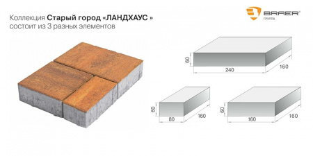 Тротуарная плитка Браер Старый город Ландхаус Колор микс Каштан 60 мм